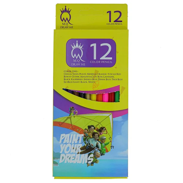 مدادرنگی 12 رنگ جعبه مقوایی MQ - تصویر 1