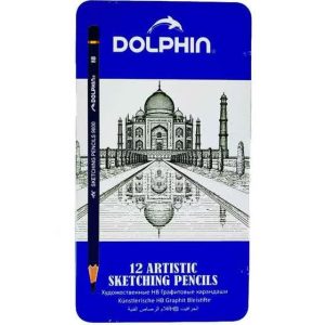 ست مداد طراحی جعبه فلزی DOLPHIN