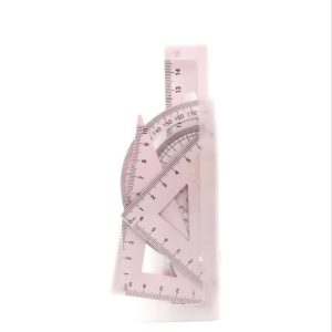 ست نقاله گونیا خط کش فلزی جعبه طلقی آبی