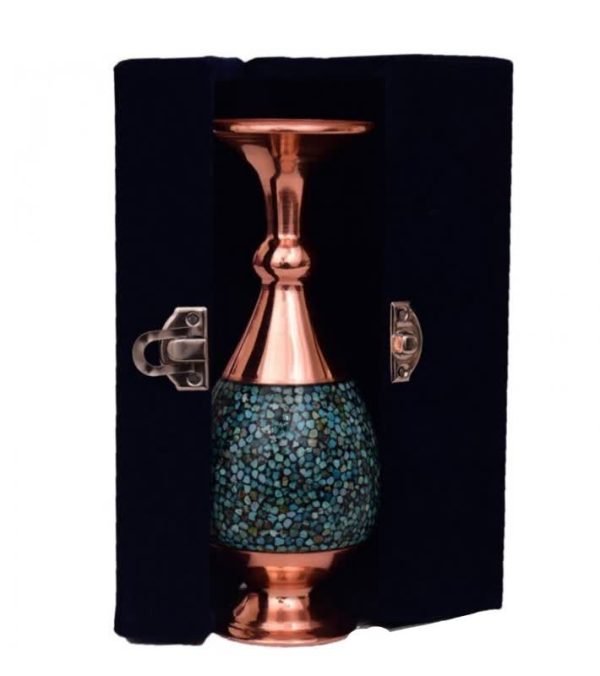 گلدان مسی فیروزه کاری رول سل کد 503 - تصویر 2