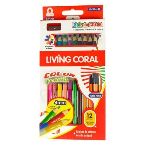 مداد رنگی 12 رنگ LIVING CORAL + تراش